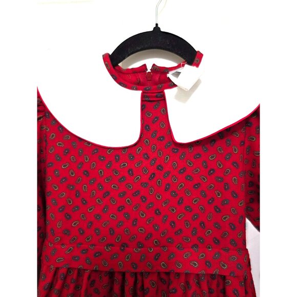 Vintage Nicole Ruiz Luiyella 80s Kid Y2k Cottage core Red Paisley Long Sleeve Dr - Picture 7 of 13
